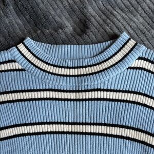 PINE PEAK BLUES BY NORDSTROM Striped Blue white black Ribbed turtleneck xl 16